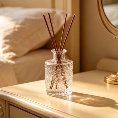 Vintage Embossed Glass Reed Diffuser Bottle