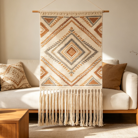 Linen Tassel Geometric Wall Tapestry